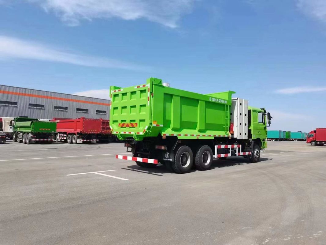 10 Roda SHACMAN F3000 CNG Dump Truck 6x4 Euro V WEICHAI-430HP Hijau Sempurna untuk Konstruksi dan Pertambangan