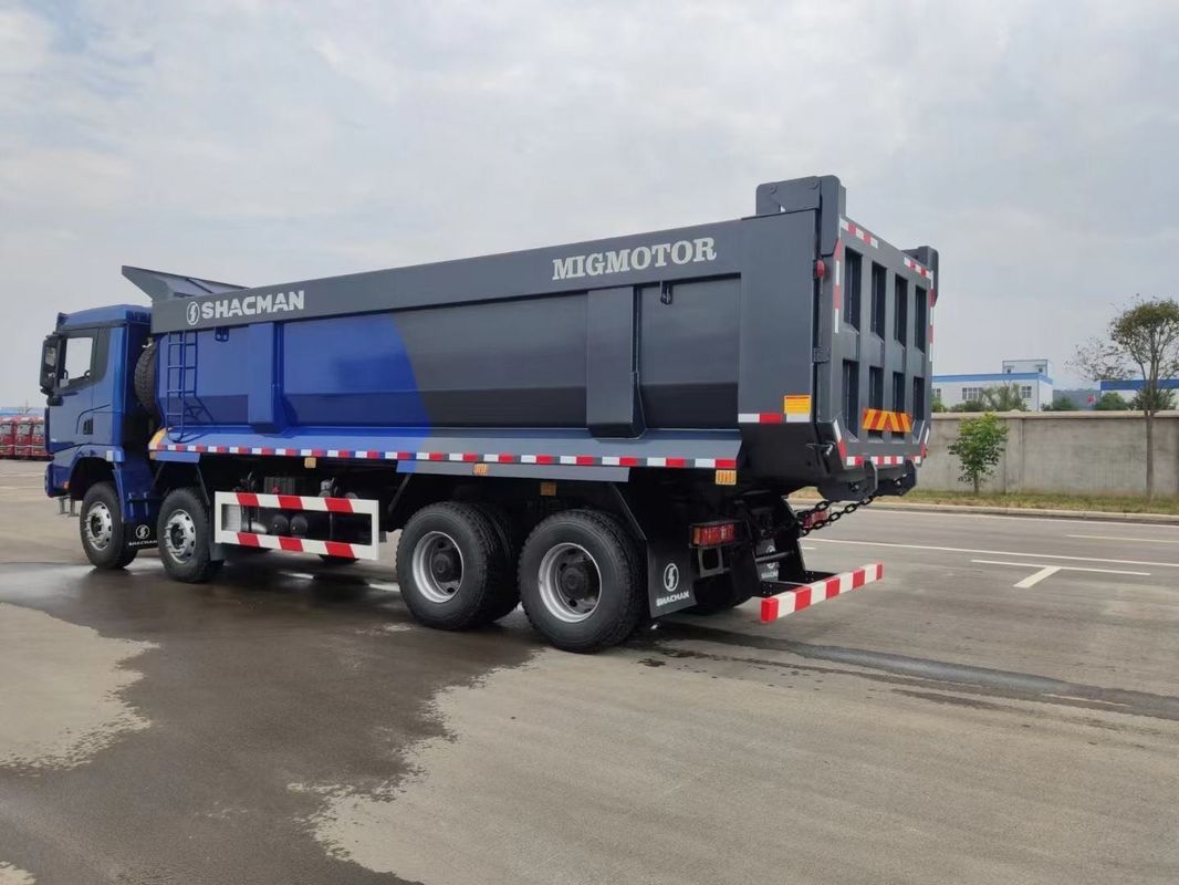 SHACMAN X3000 Dump Truck 8x4 380hp EuroII Biru U-bucket Tipper mesin WEICHAI