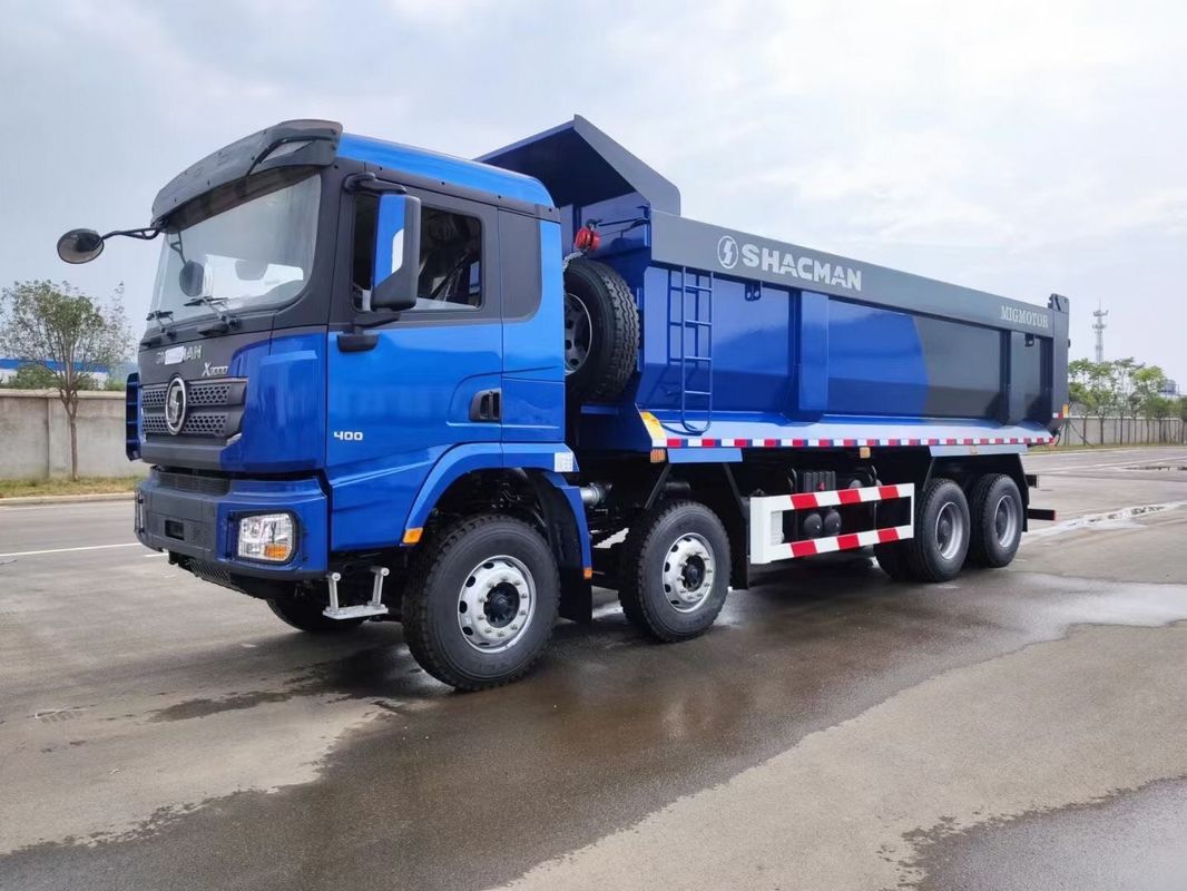 SHACMAN X3000 Dump Truck 8x4 380hp EuroII Biru U-bucket Tipper mesin WEICHAI