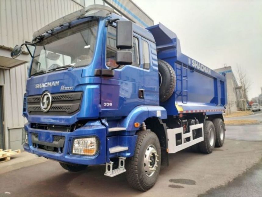 SHACMAN Dump Truck 6x4 H3000 340 EuroII Kotak kargo biru untuk tipper tipe u
