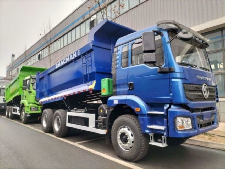 SHACMAN Dump Truck 6x4 H3000 340 EuroII Kotak kargo biru untuk tipper tipe u