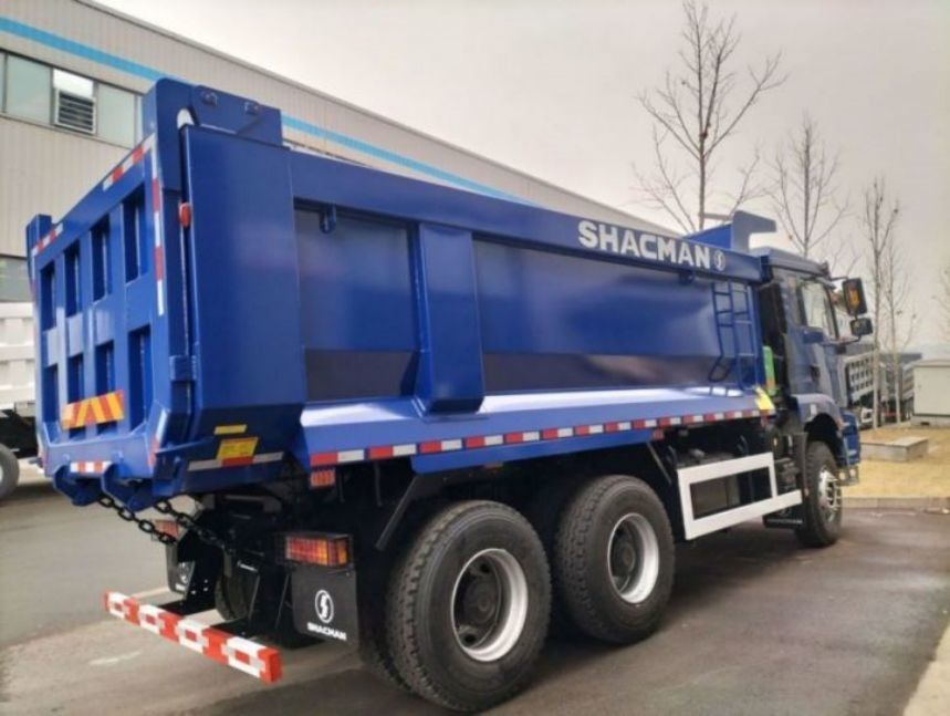 SHACMAN Dump Truck 6x4 H3000 340 EuroII Kotak kargo biru untuk tipper tipe u