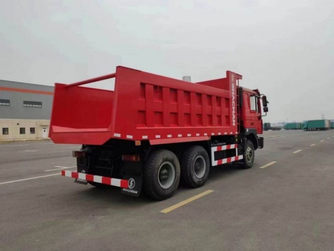 10 Percobaan SHACMAN Red Dump Truck F3000 Dump Truck Kendaraan 380HP Untuk Pertambangan