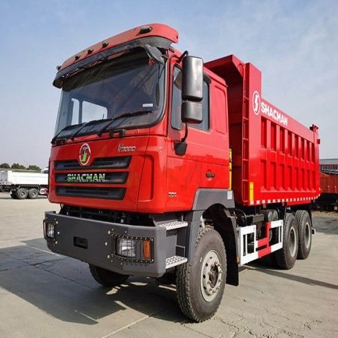 10 Percobaan SHACMAN Red Dump Truck F3000 Dump Truck Kendaraan 380HP Untuk Pertambangan