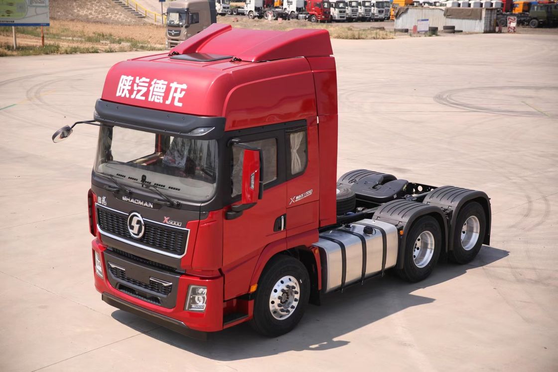 Kepala Traktor SHACMAN X5000 6x4 460HP EuroV Merah dengan Mesin WP12.460E50 dan Filter Udara Biasa
