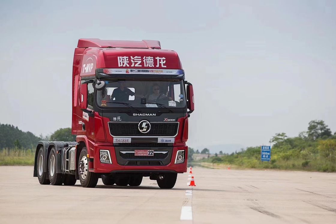 Kepala Traktor SHACMAN X5000 6x4 460HP EuroV Merah dengan Mesin WP12.460E50 dan Filter Udara Biasa