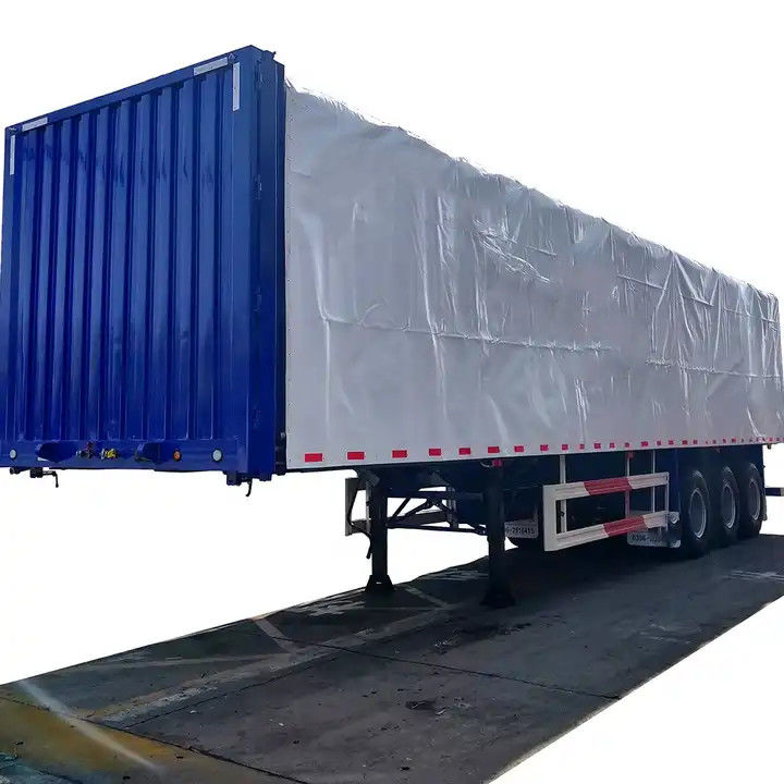 CIMC Side Curtain Semi Trailer 3 axle van tipe kotak semi trailer untuk transportasi pallet kargo