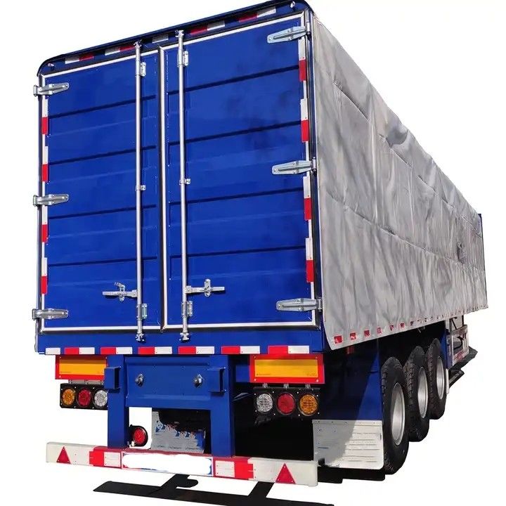 CIMC Side Curtain Semi Trailer 3 axle van tipe kotak semi trailer untuk transportasi pallet kargo
