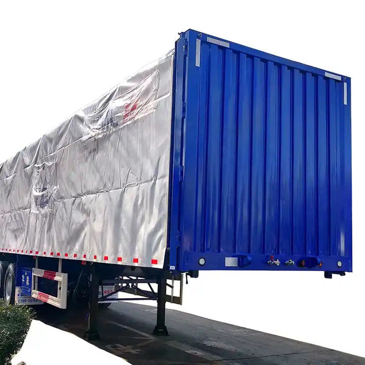 CIMC Side Curtain Semi Trailer 3 axle van tipe kotak semi trailer untuk transportasi pallet kargo