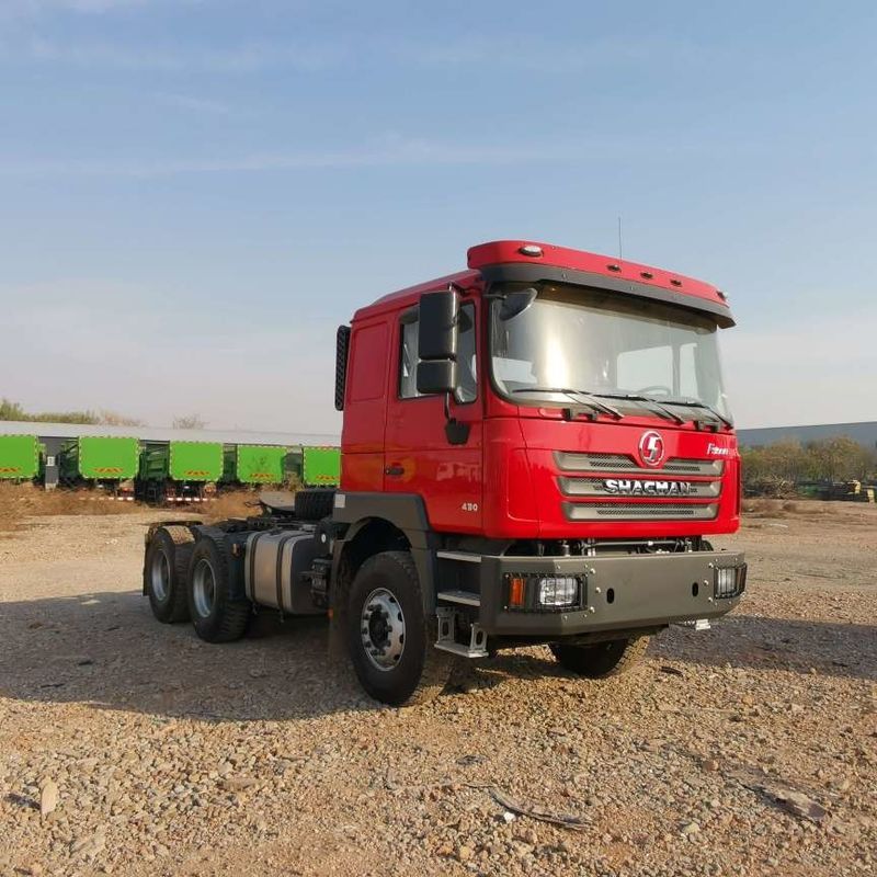 Merah SHACMAN F3000 375HP Euro V 6 roda kepala traktor 4x2 mesin WEICHAI