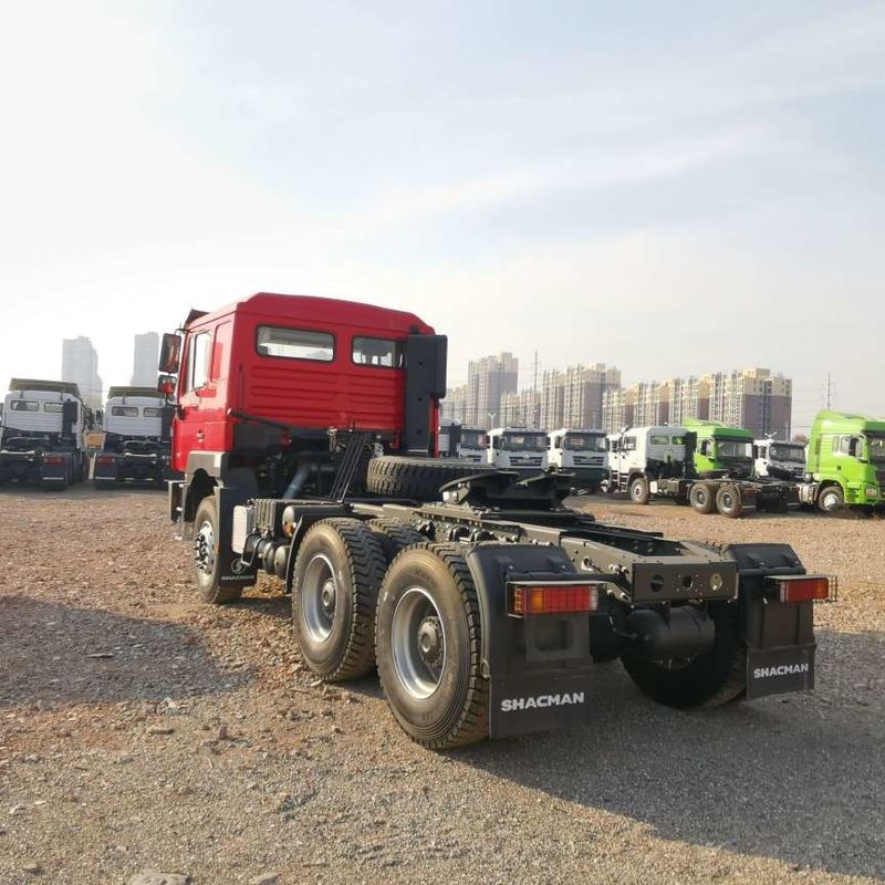 Merah SHACMAN F3000 375HP Euro V 6 roda kepala traktor 4x2 mesin WEICHAI