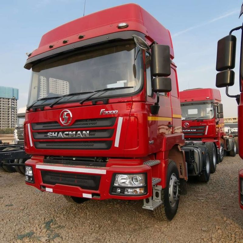 Merah SHACMAN F3000 375HP Euro V 6 roda kepala traktor 4x2 mesin WEICHAI