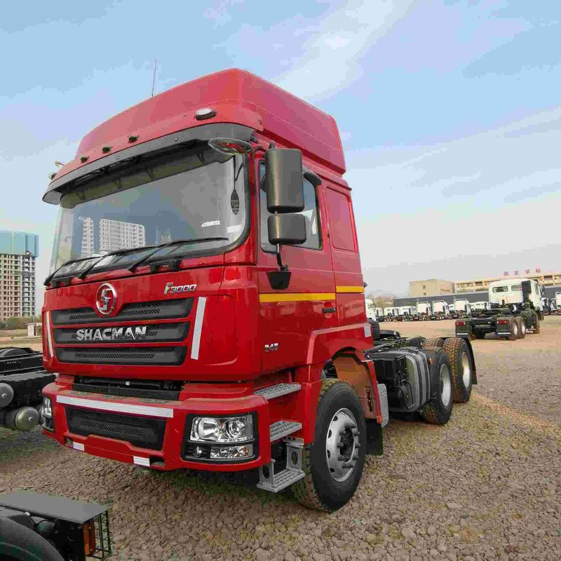 Merah SHACMAN F3000 375HP Euro V 6 roda kepala traktor 4x2 mesin WEICHAI