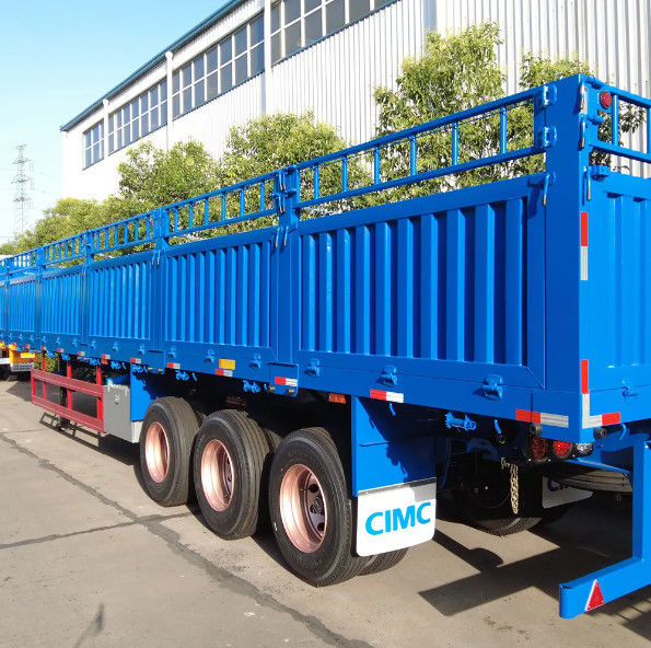 CIMC 3 Axles 4 Axles Fence Cargo Semi Trailer 60 80 Ton Dengan Kontainer Twist Lock