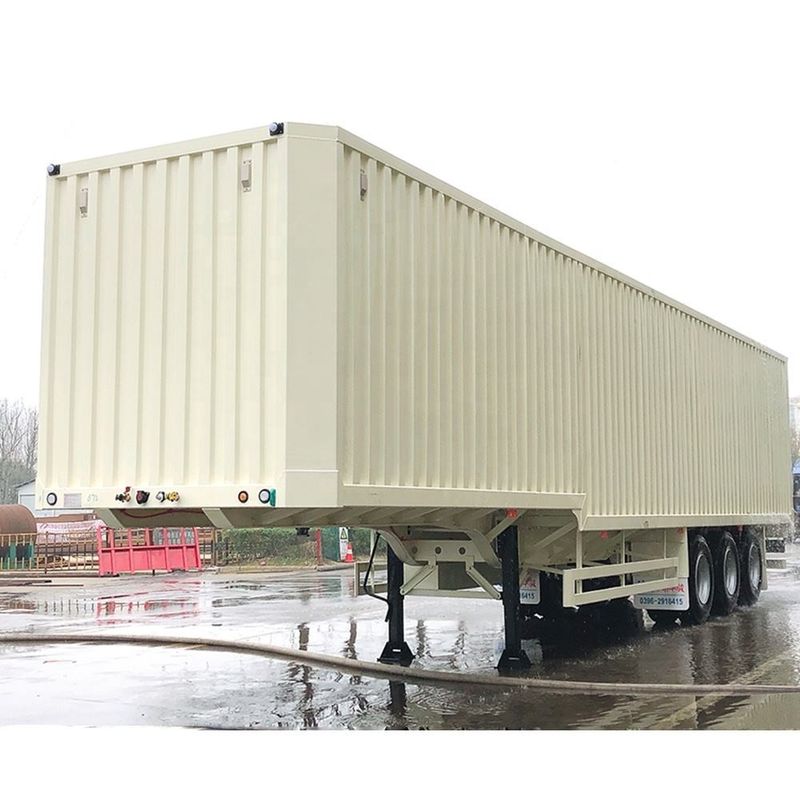 3 Axle SHACMAN kaki kering Van Container Semi Trailer CIMC Van Tipe Semi Trailer