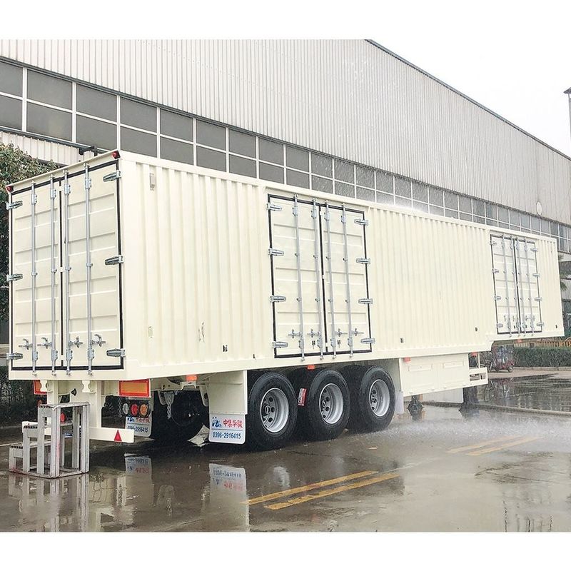 3 Axle SHACMAN kaki kering Van Container Semi Trailer CIMC Van Tipe Semi Trailer
