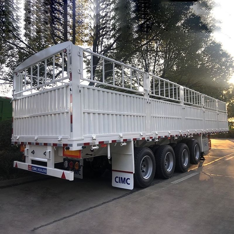 CIMC 3 / 4 Axles Pagar Semi Trailer 60 70 Ton Pagar Kargo Truk SHACMAN