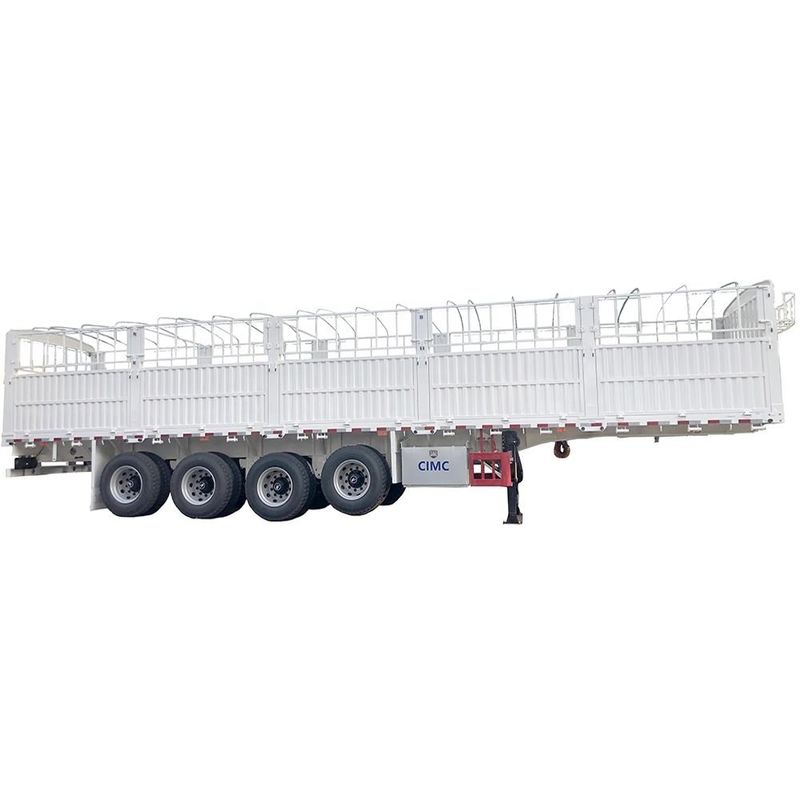 CIMC 3 / 4 Axles Pagar Semi Trailer 60 70 Ton Pagar Kargo Truk SHACMAN